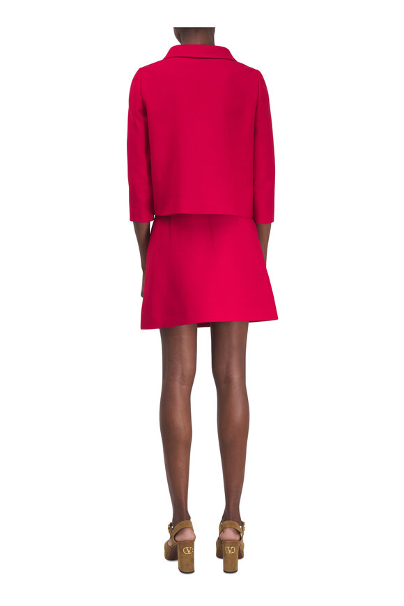 Valentino Red Solid Crepe Couture Embellished Skirt - view 5