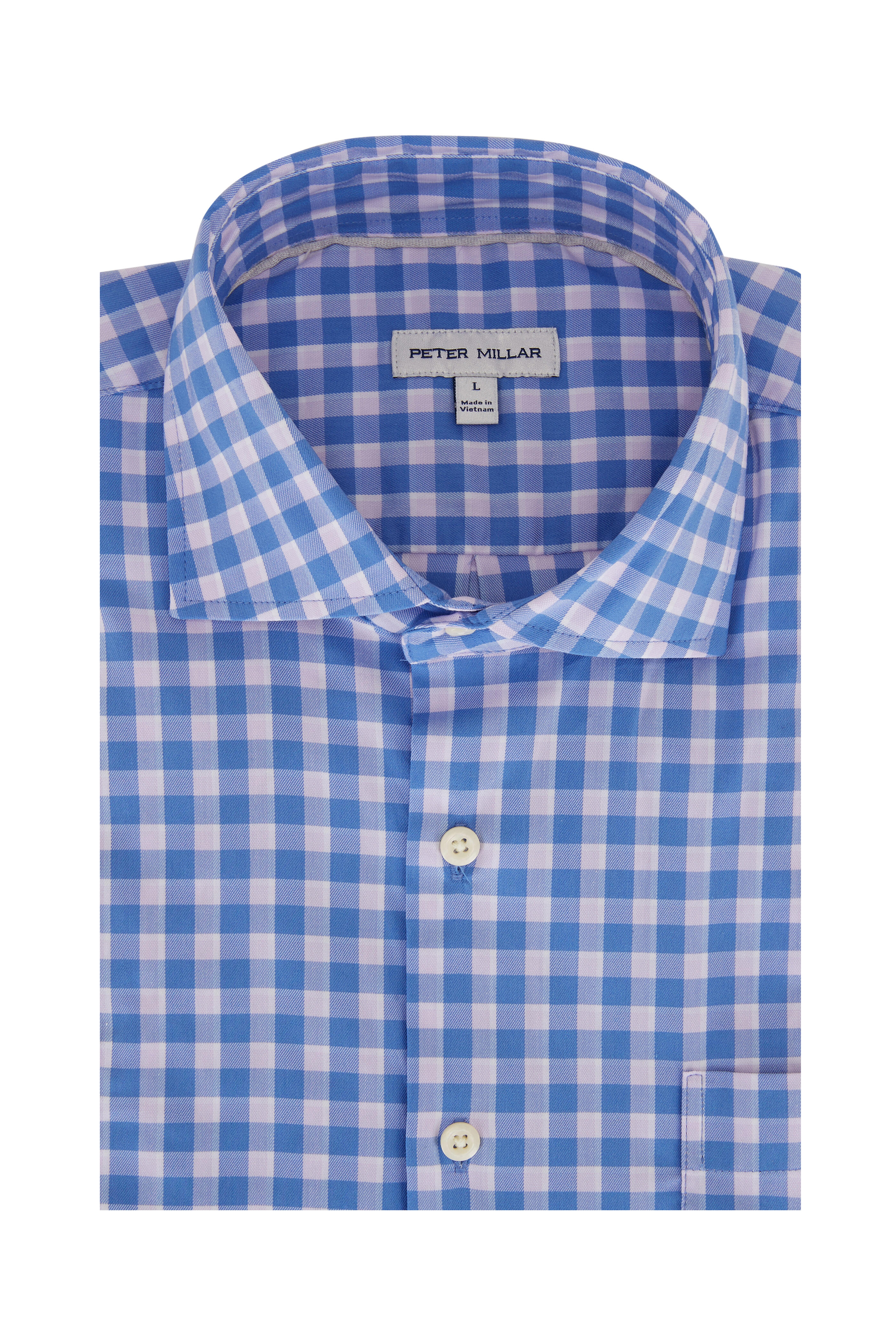 Peter Millar - Banbury Maritime Blue & Pink Stretch Sport Shirt - view 1