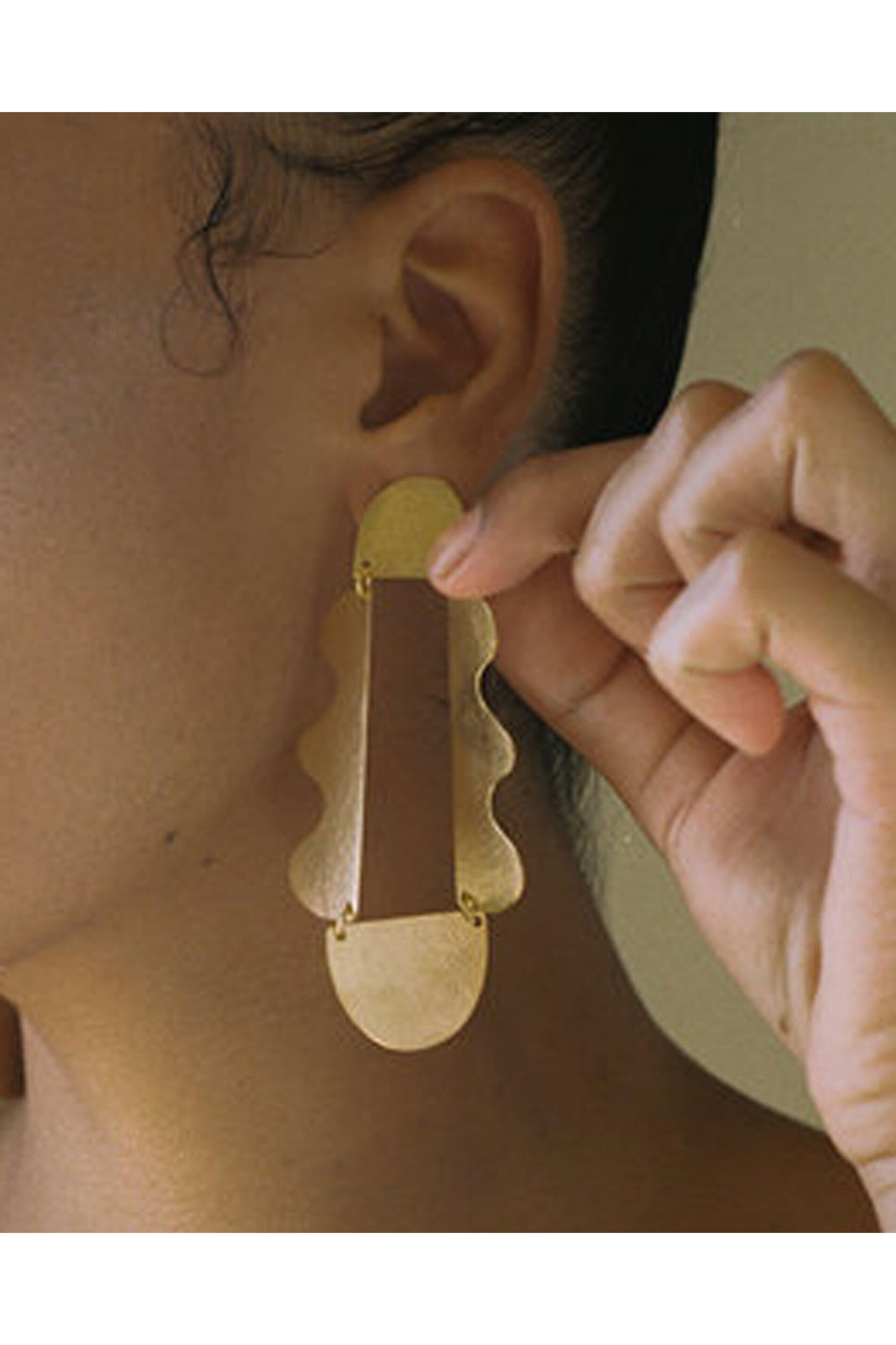 Annie Costello Brown - 18k Gold Plated Brass Matisse Texture Earrings