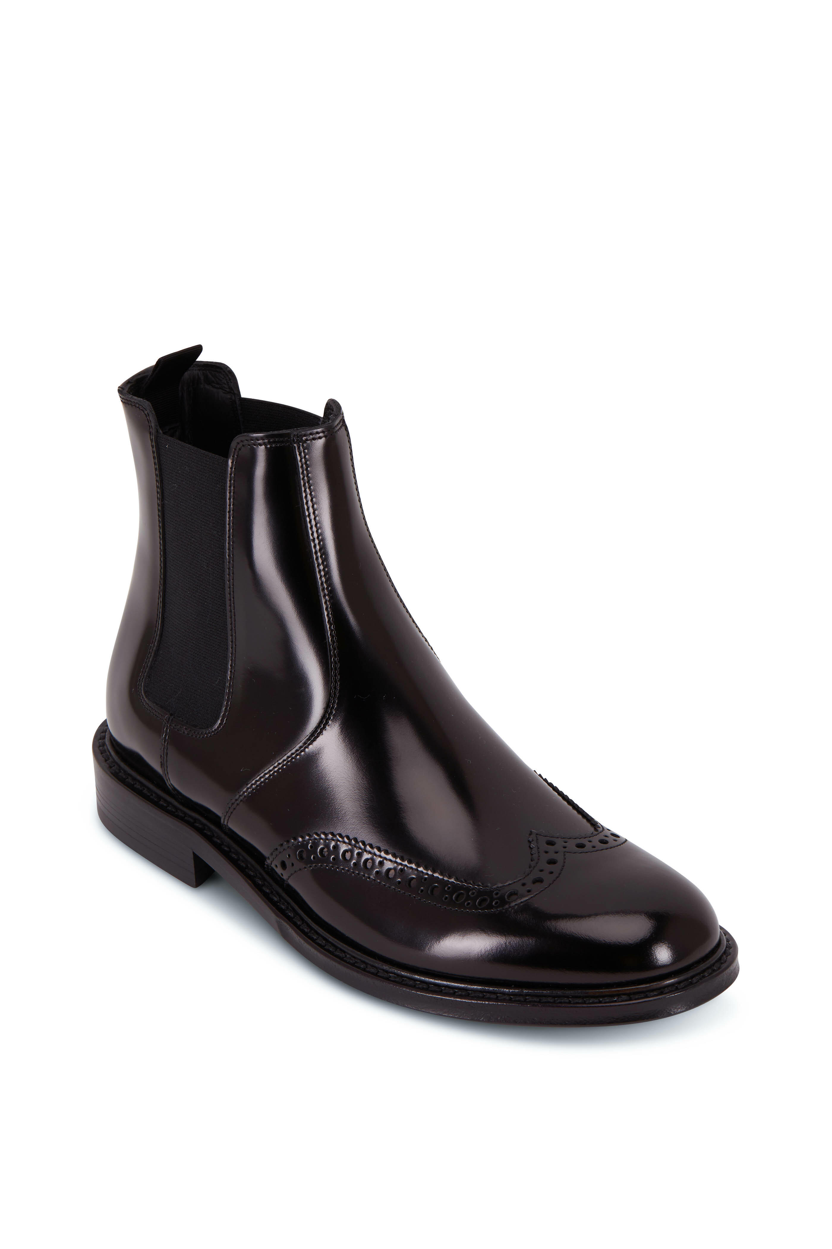 Saint Laurent - Army Black Patent Leather Double Gore Ankle Bootie