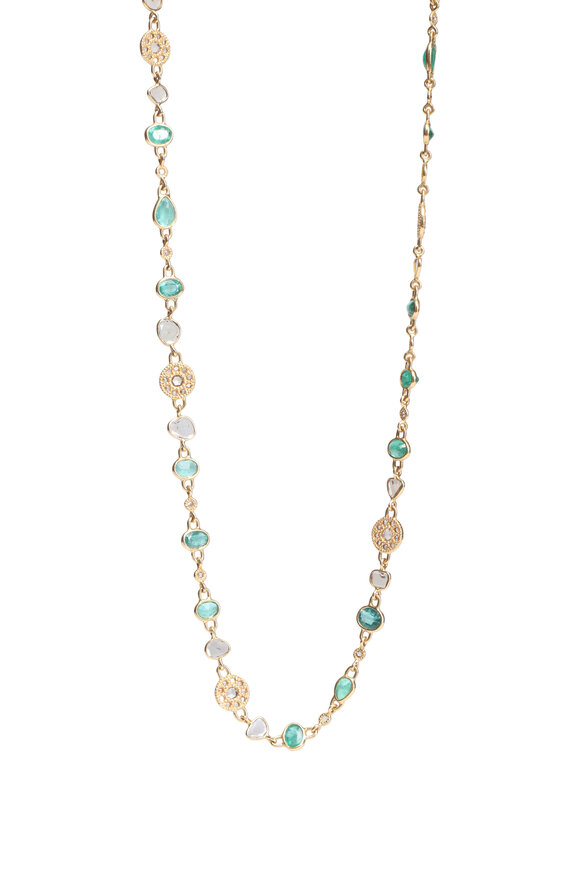 Coomi Long Emerald & Diamond Gemstone Necklace