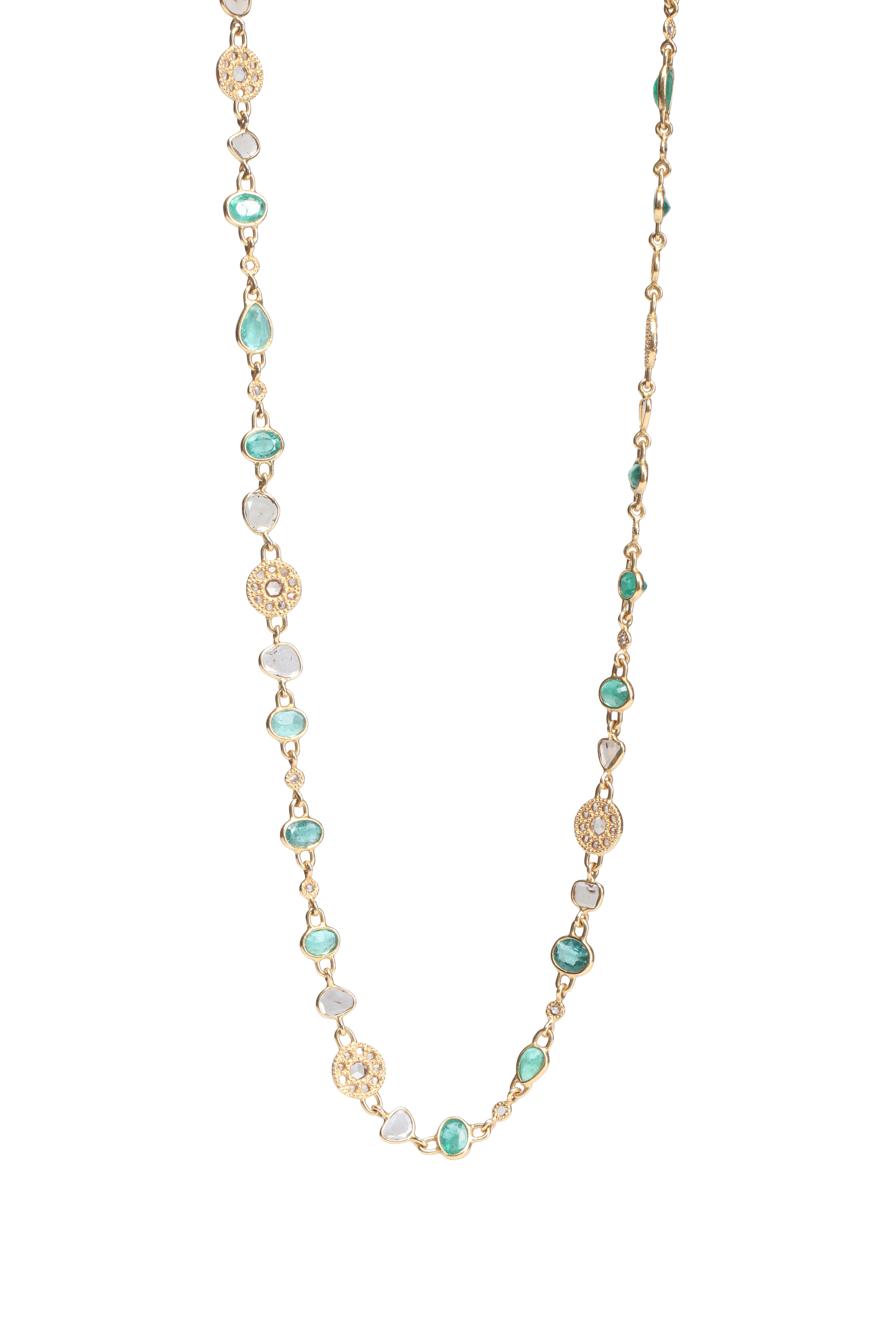 Coomi - Long Emerald & Diamond Gemstone Necklace
