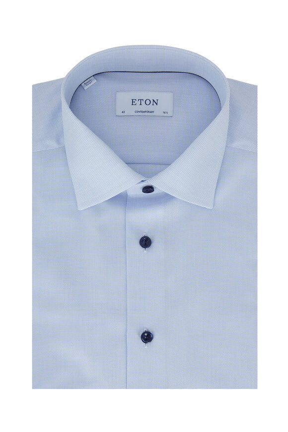 Eton - Light Blue Textured Contemporary Fit Dress Shirt