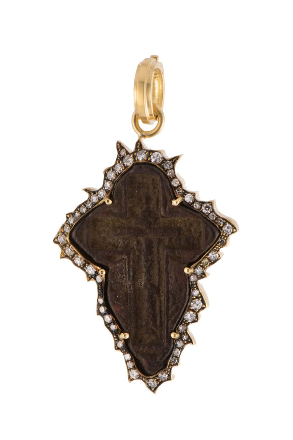 Sylva & Cie Diamond Russian Cross Icon Pendant - view 2