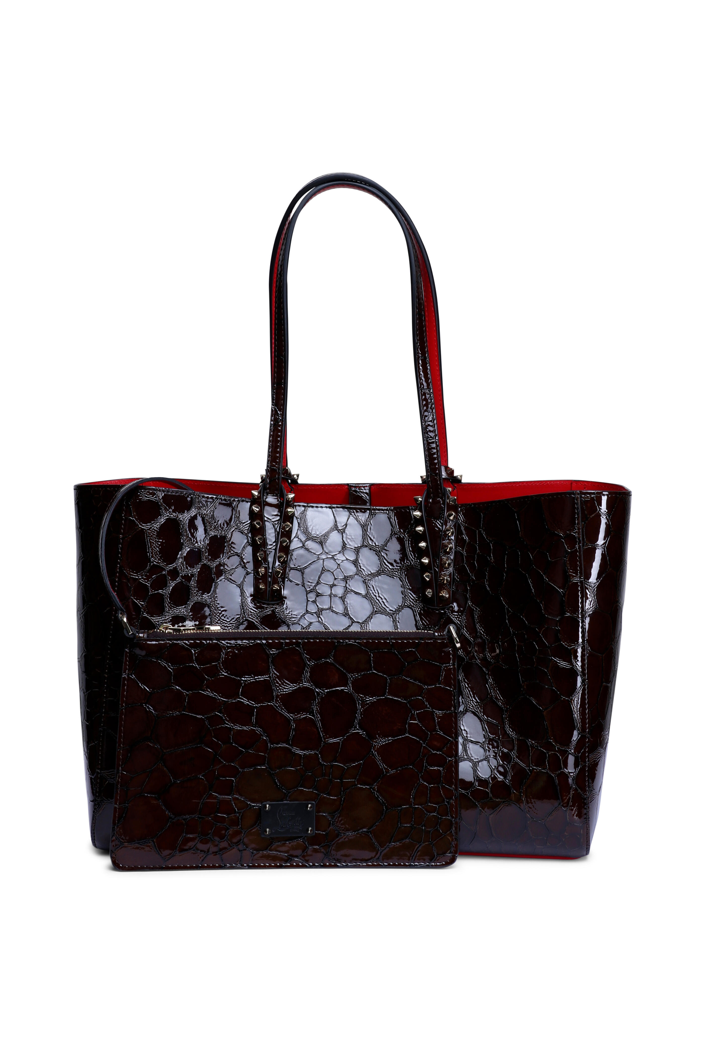 Christian Louboutin - Small Cabata Brown Gloss Embossed Tote