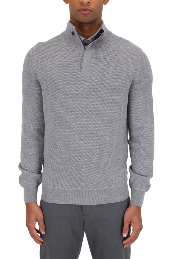 Zegna - Gray Wool Waffle Knit Quarter-Zip Pullover