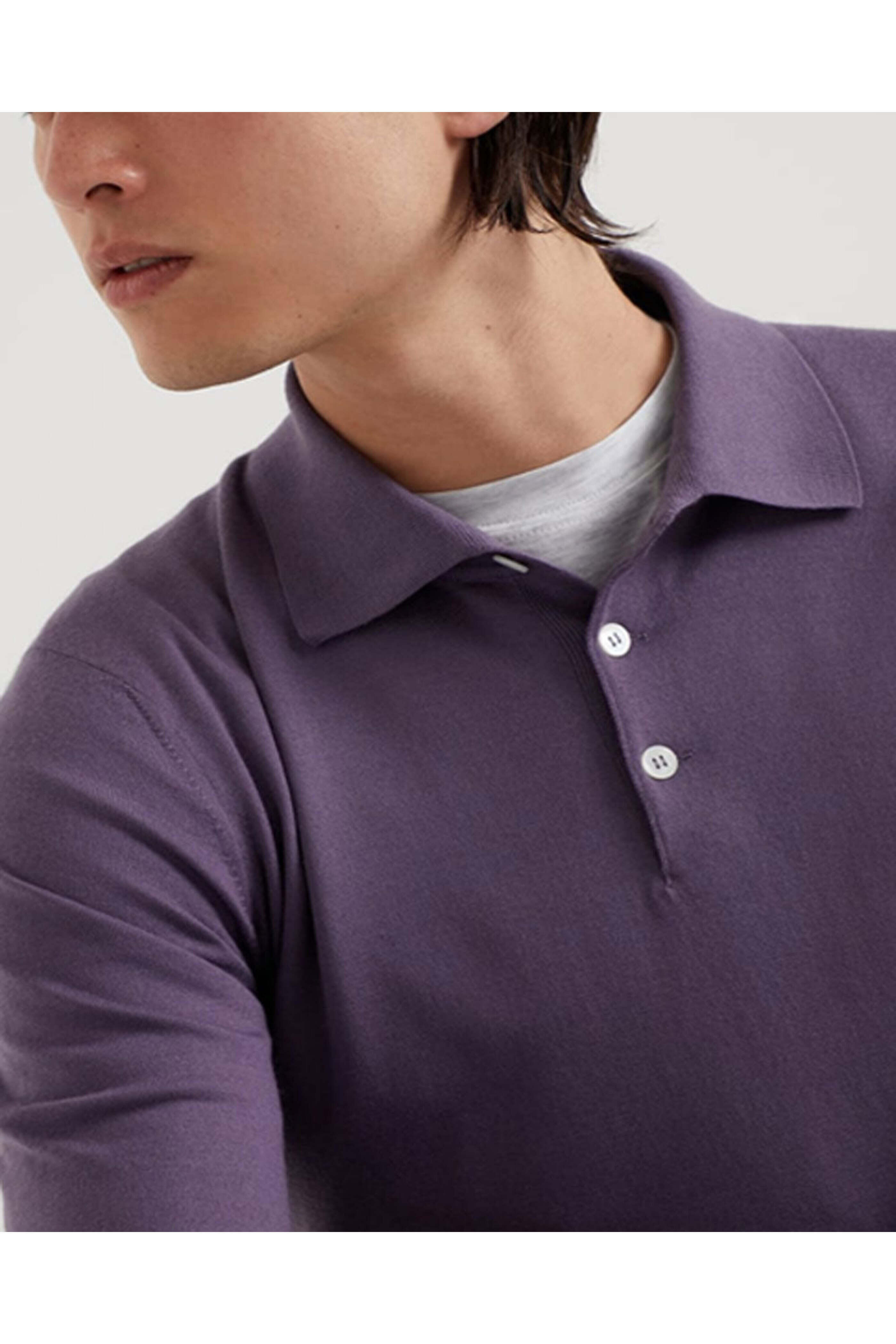 Brunello Cucinelli - Purple Knit Polo | Mitchell Stores