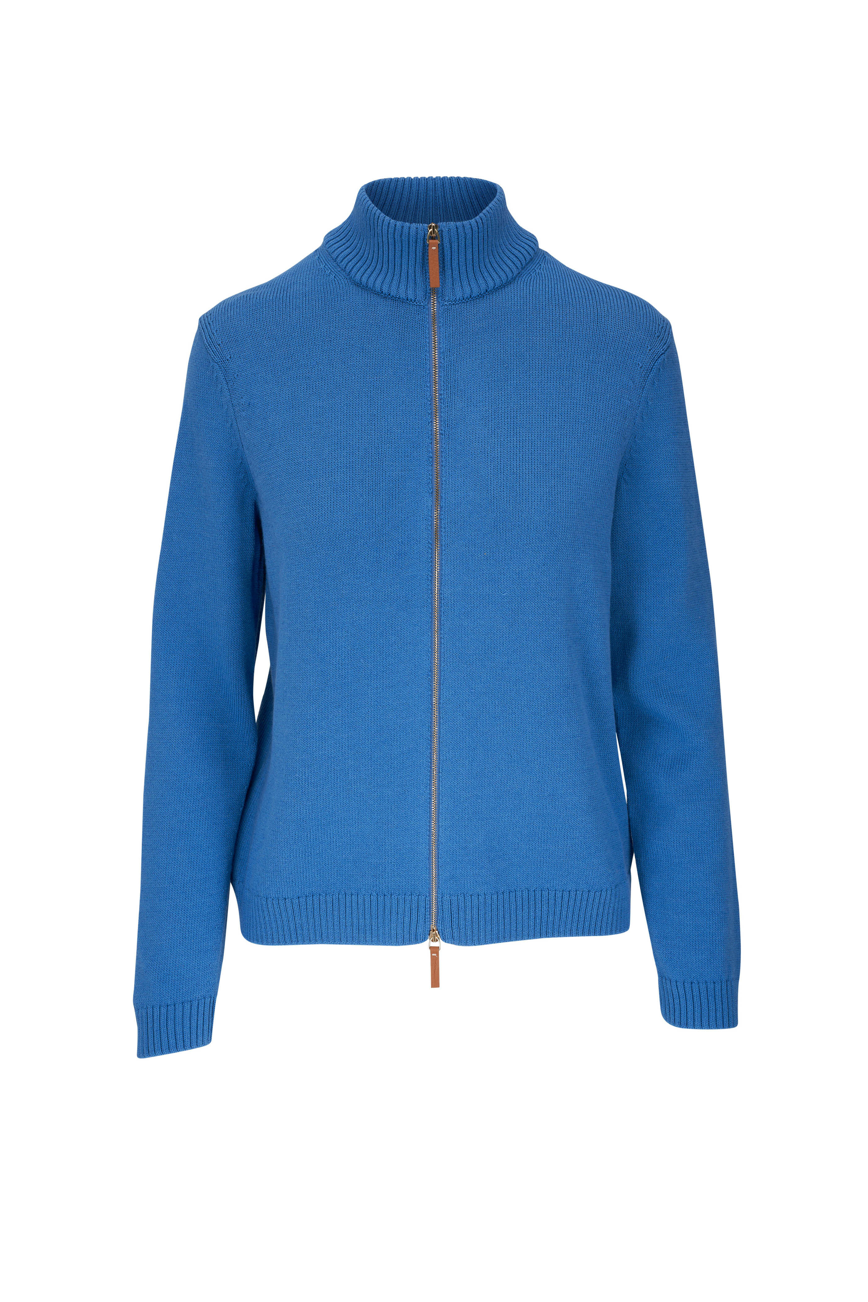 Lafayette 148 New York - Sonic Blue Cotton & Silk Tape Knit Bomber