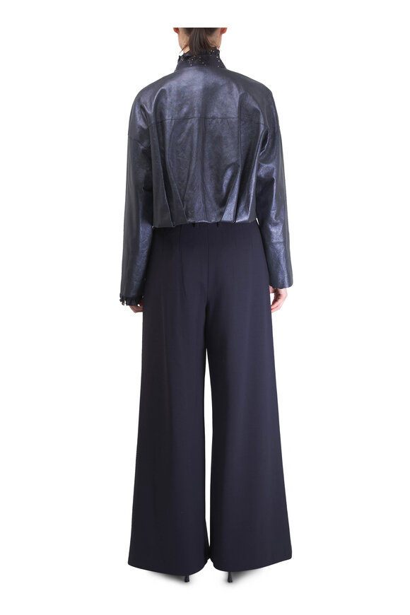 Lafayette 148 New York Ink Metallic Stardust Suede Pleated Waist Jacket - view 4