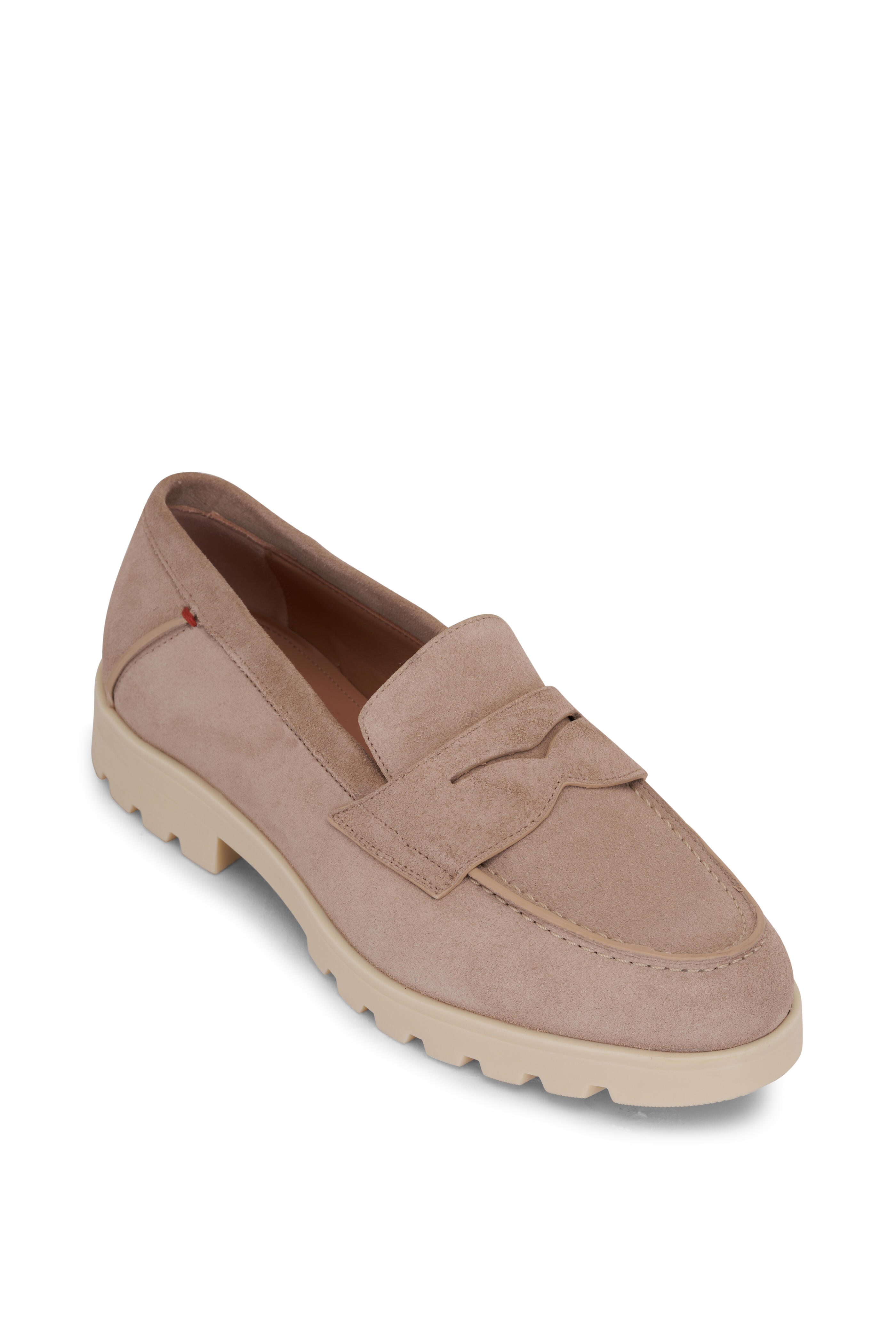 Santoni - Detroit Beige Suede Lug Sole Loafer | Mitchell Stores