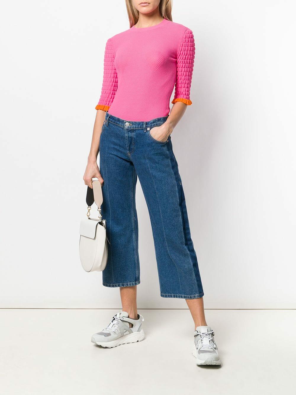 See by Chloé - Hot Pink Ribbed Crewneck Sweater
