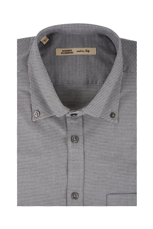 Maurizio Baldassari - Brera Sage Micro Houndstooth Cotton Sport Shirt 