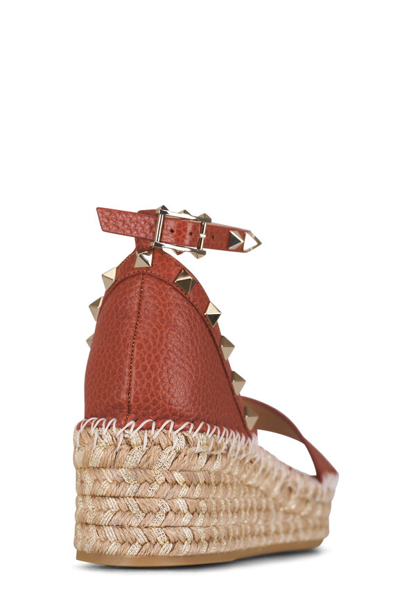 Valentino Garavani - Saddle Leather Rockstud Espadrille Wedge, 55mm