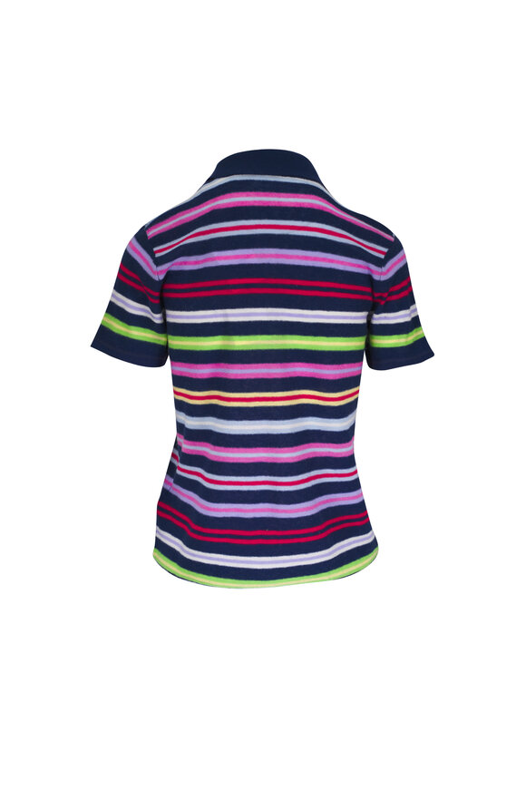 Majestic Abyss Multi Stripe Extrafine Cashmere Polo - view 4