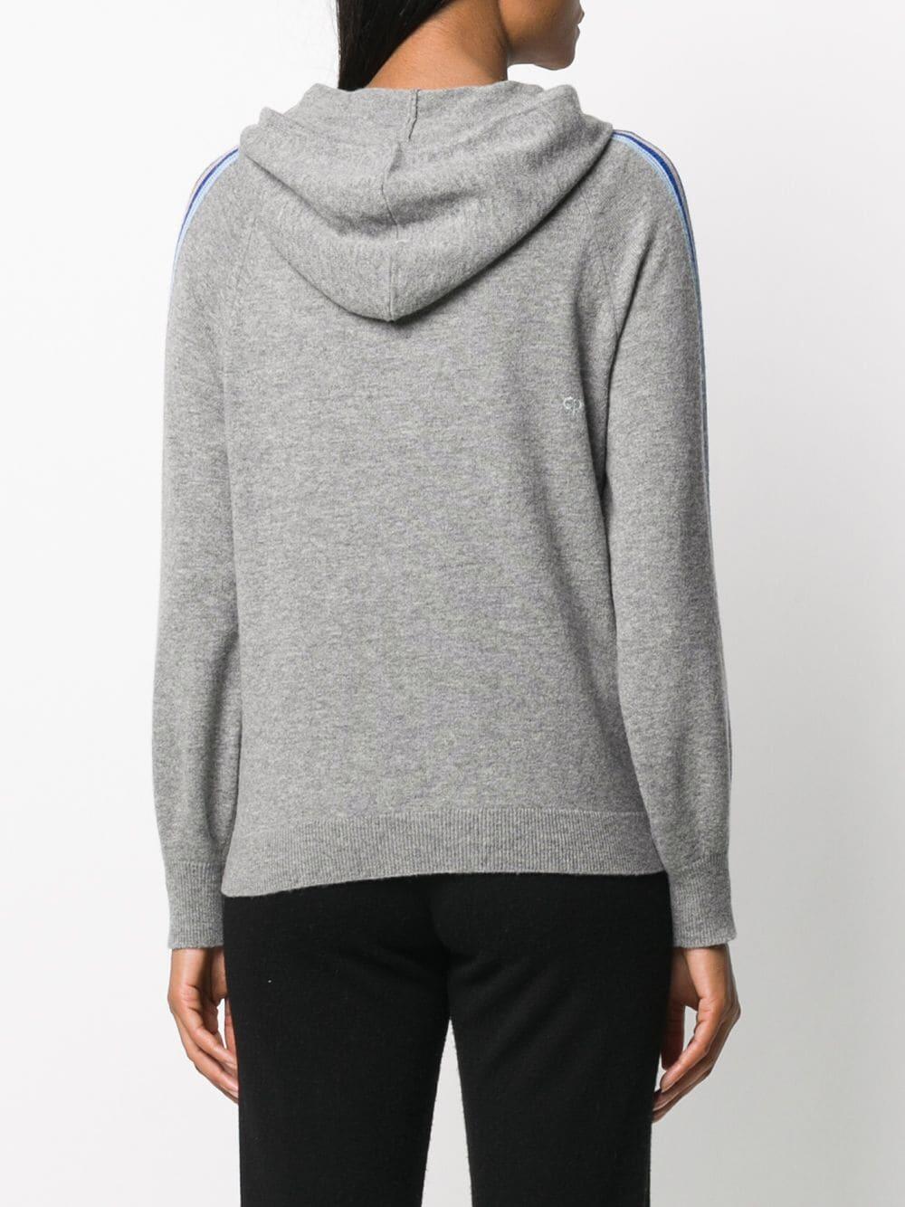 Chinti & Parker - Grey Wool & Cashmere Zip Up Stripe Hoodie