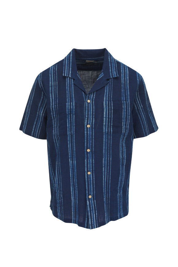 Faherty Brand Northern Blue Indigo Stripe Camp Shirt