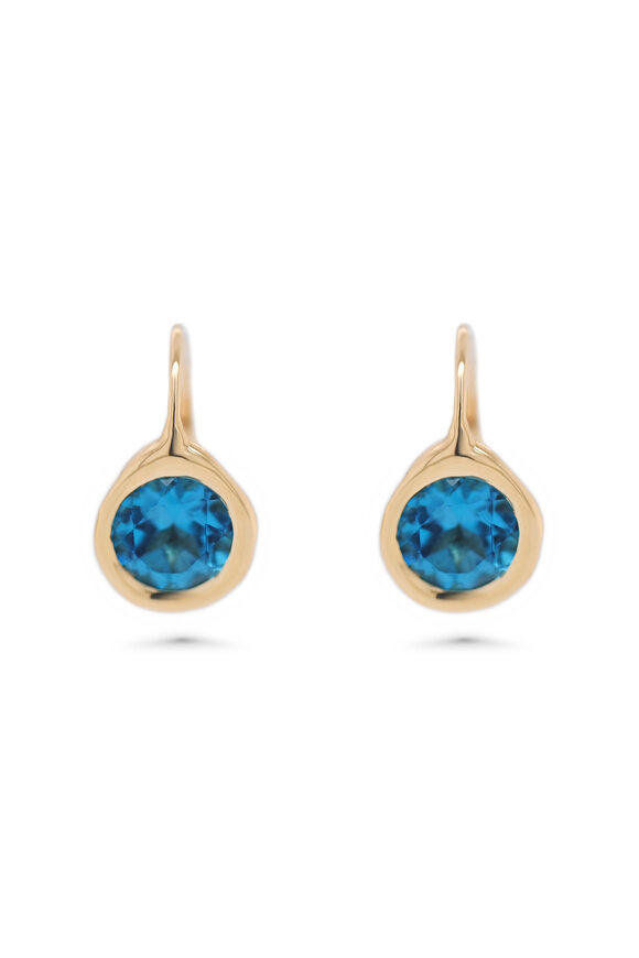 Kali Zoe 18k Yellow Gold Blue Topaz Drop Earring - view 1
