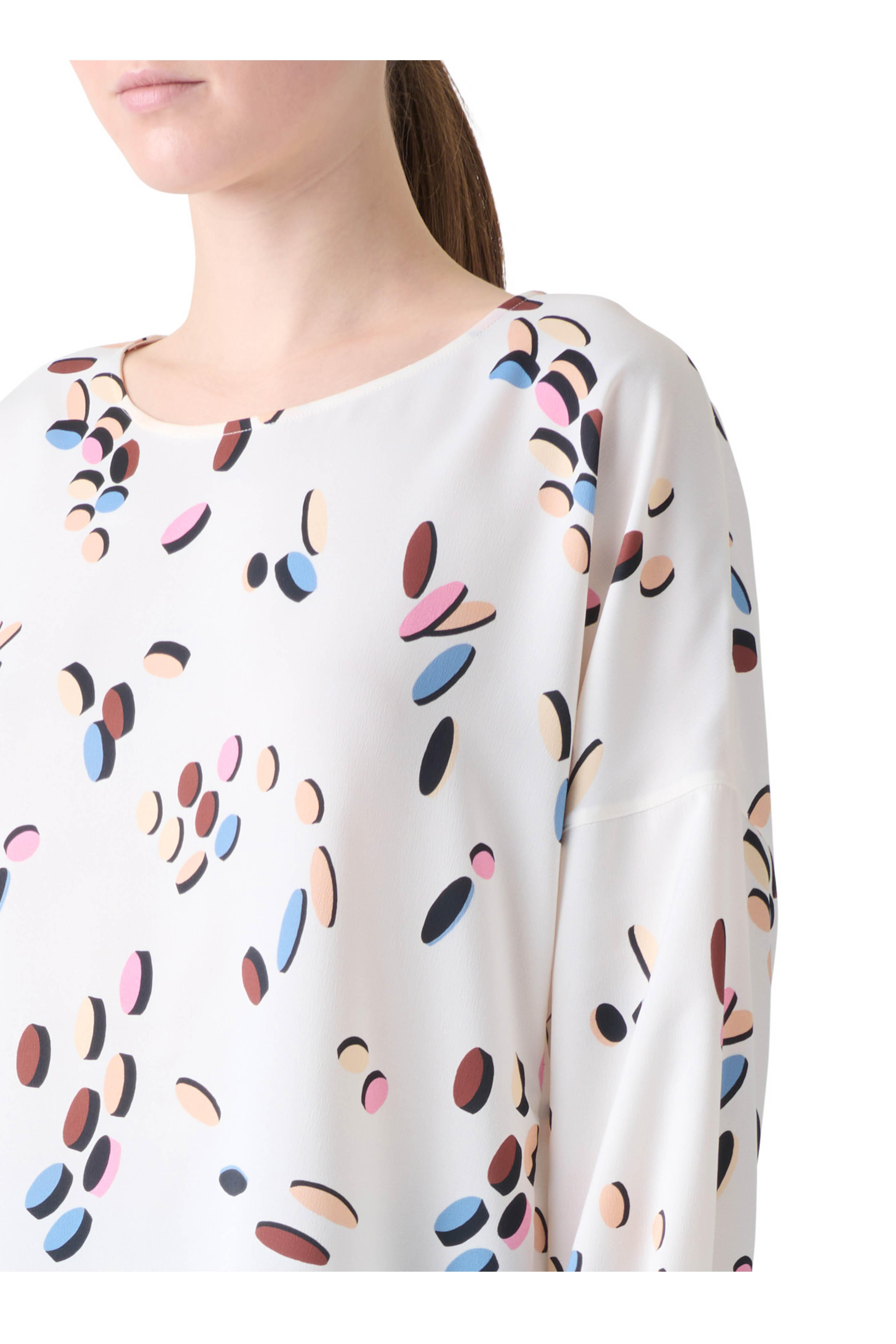 Akris Punto - Cream Multicolor Dropping Dot Print Blouse