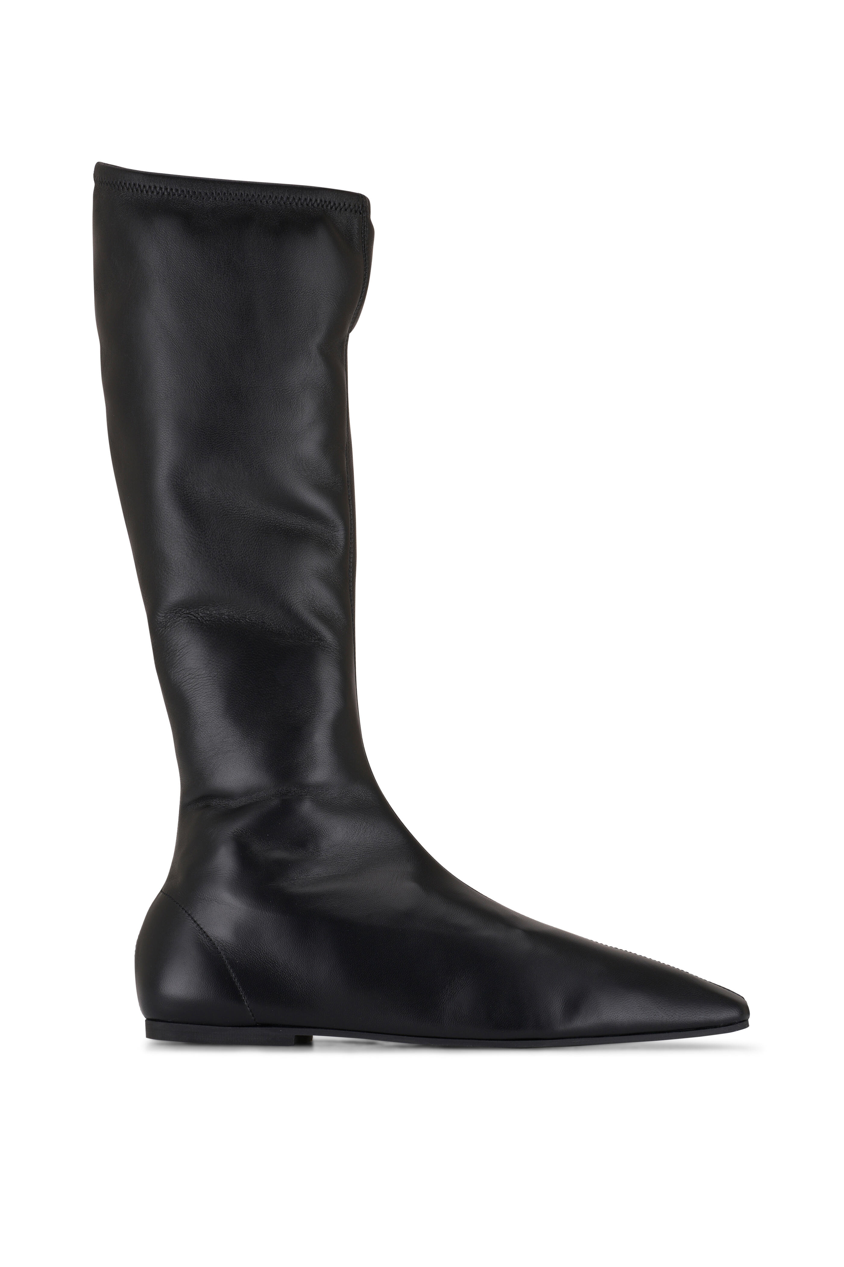 The Row - Tech Black Stretch Nappa Leather Flat Boot