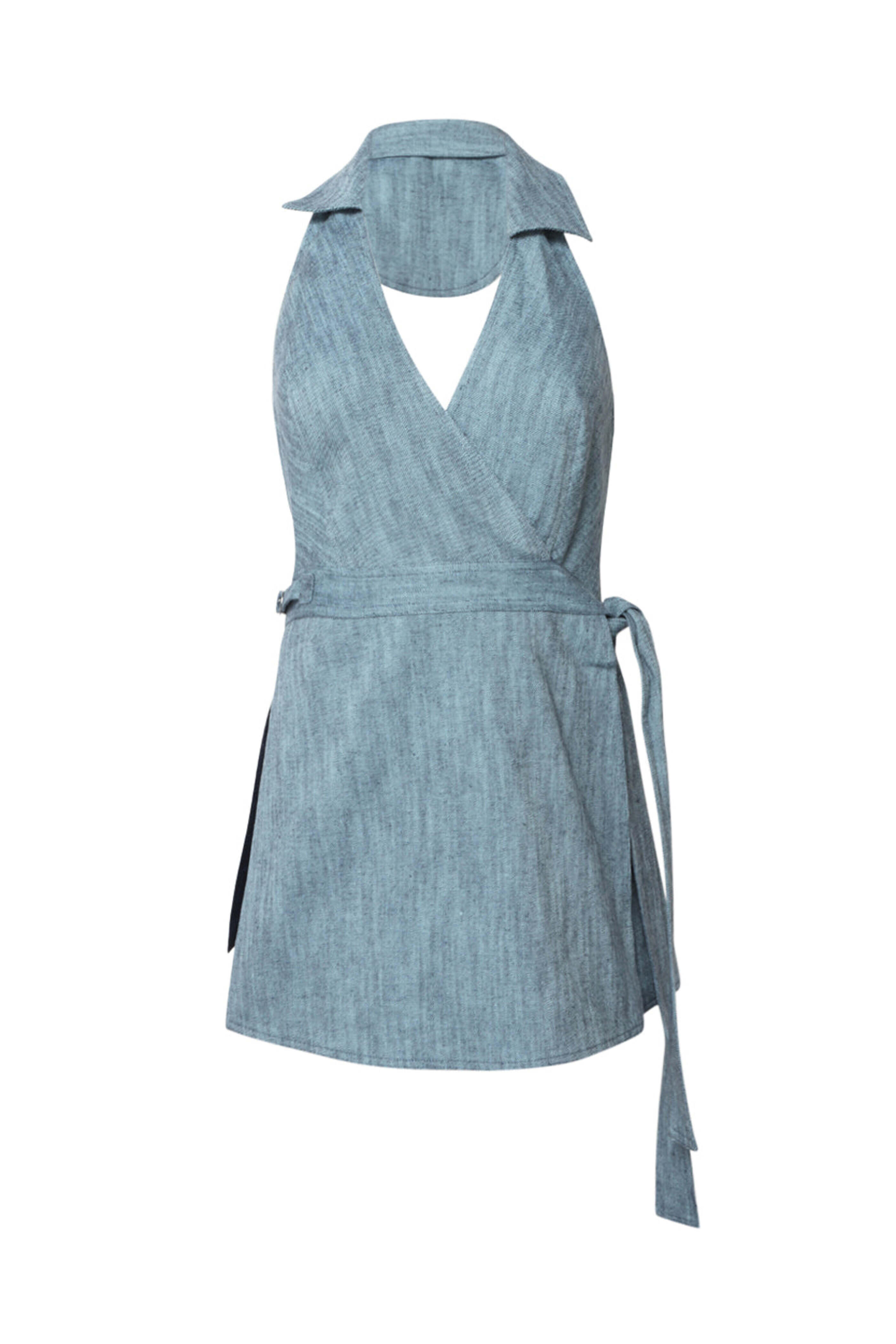 Alexis - Stone Blue Zephyr Romper