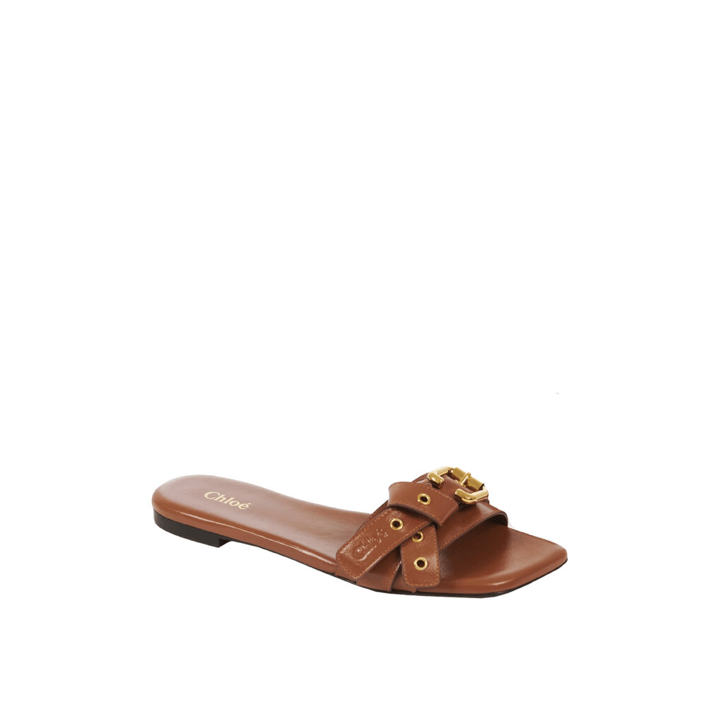 Chloé - Mae Flat Slide in Clay brown | Mitchell Stores