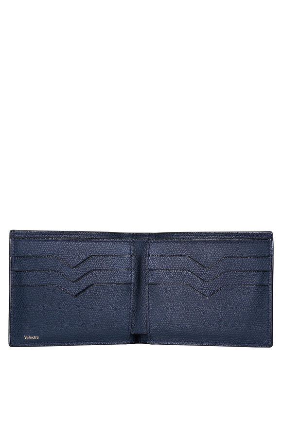 Valextra - Navy Leather Bi-Fold Wallet