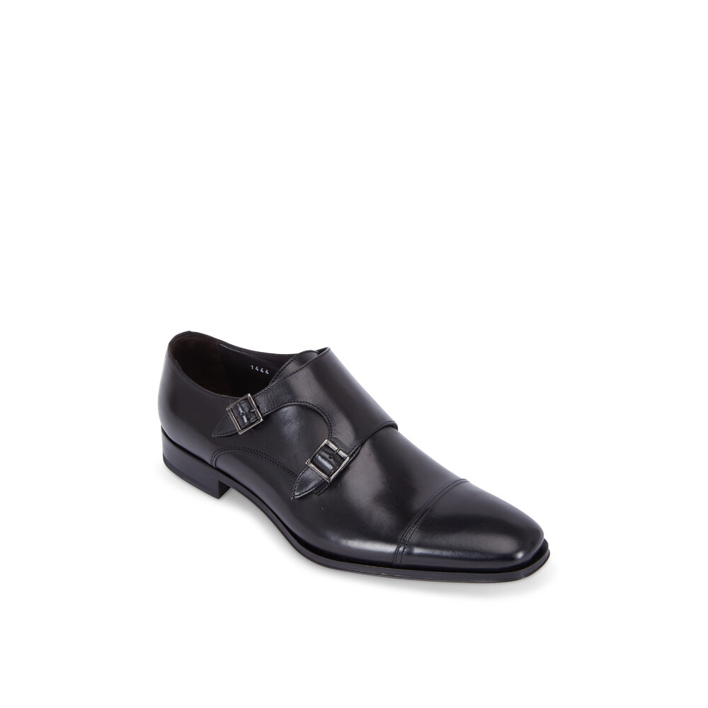 To Boot New York - Grant Black Leather Double Monk Strap Cap  display picture 1