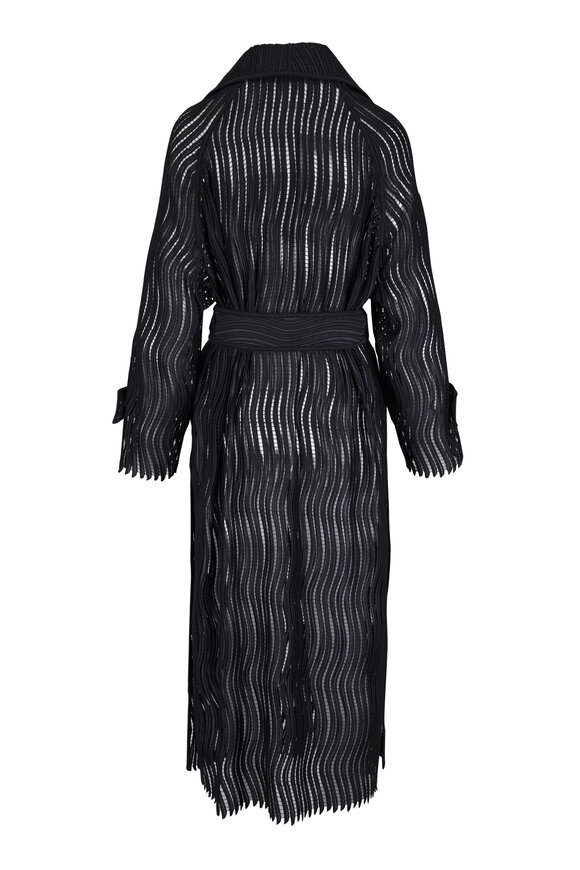 Akris Estelle Wave Guipure Black Long Coat - view 3