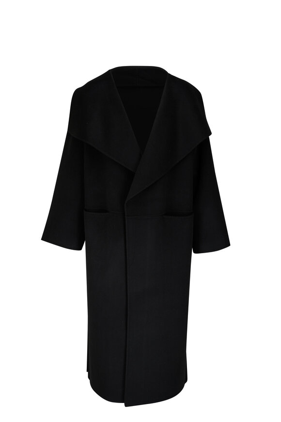 Totême - Signature Black Wool & Cashmere Double-Faced Coat 
