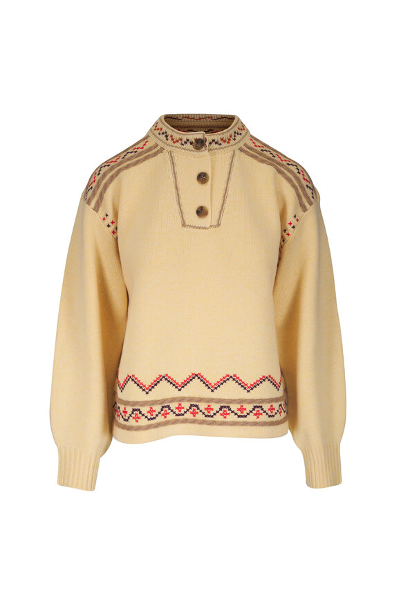 Guest in Residence Butter Wool & Cashmere Fisherman Knit Henley - view 1
