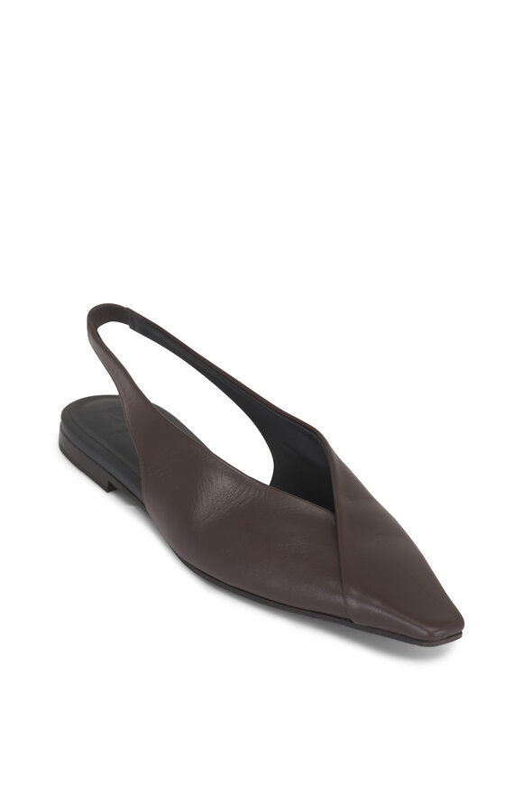 Brunello Cucinelli Dark Brown Leather Flat Slingback - view 1