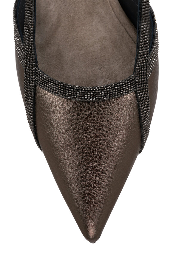 Brunello Cucinelli - Bronze Leather Slingback Heel