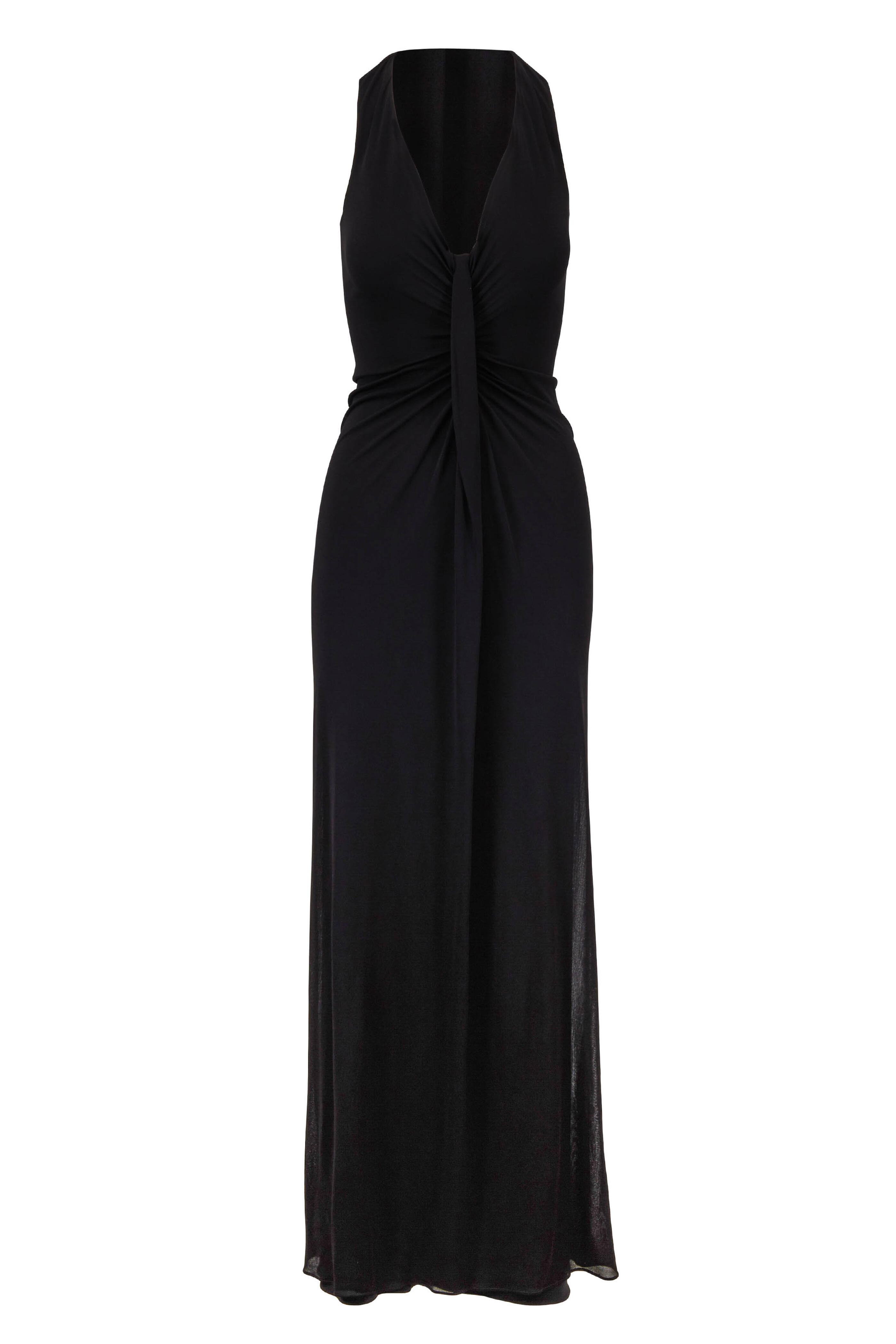 Tom Ford - Black Jersey Front-Knot Sleeveless Gown