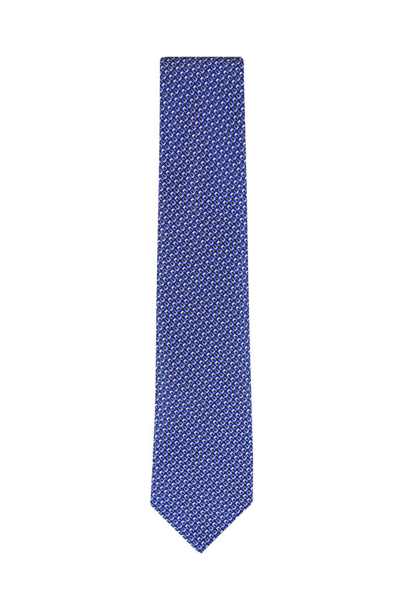 Brioni Midnight Micro Motif Jacquard Silk Neck Tie