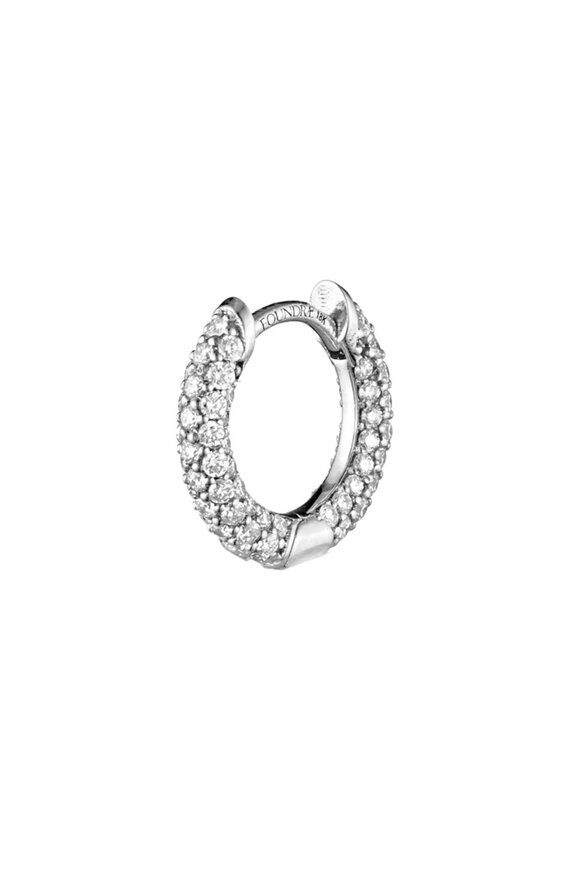 Foundrae 18k White Gold Pavé Petite Chubby Hoop Earring - view 1