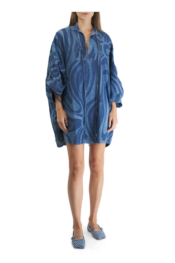 Pucci - Marmo Print Denim Kaftan 