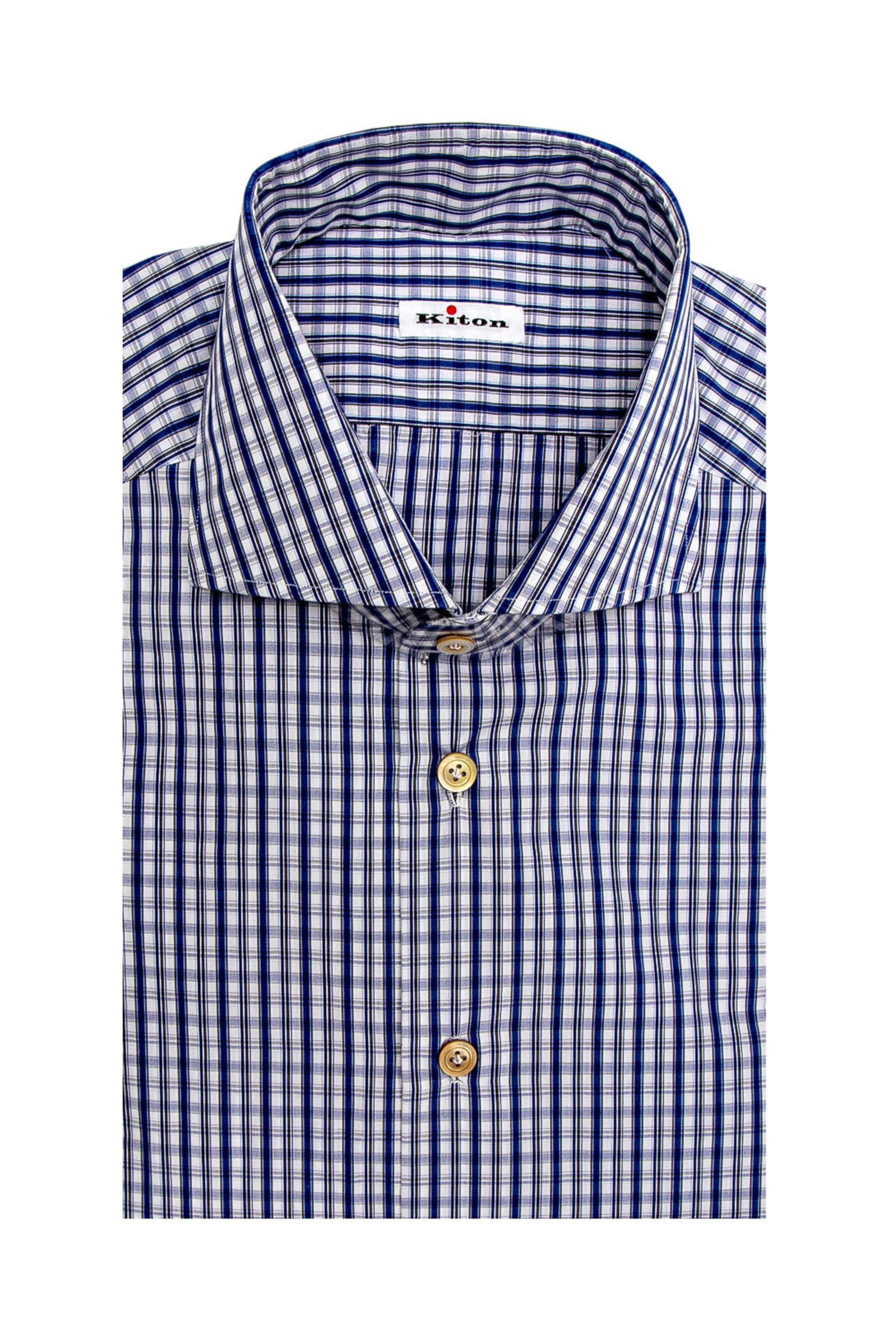 Kiton - Blue and Grey Check Dress Shirt