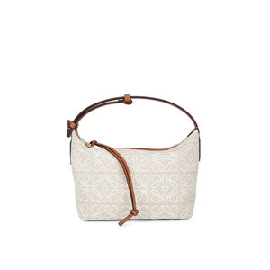 【T6168】キャシー・アダム& ディディエ・ラロワ/Belem Loewe - Anagram Ecru & Tan Printed Canvas Small Bag
