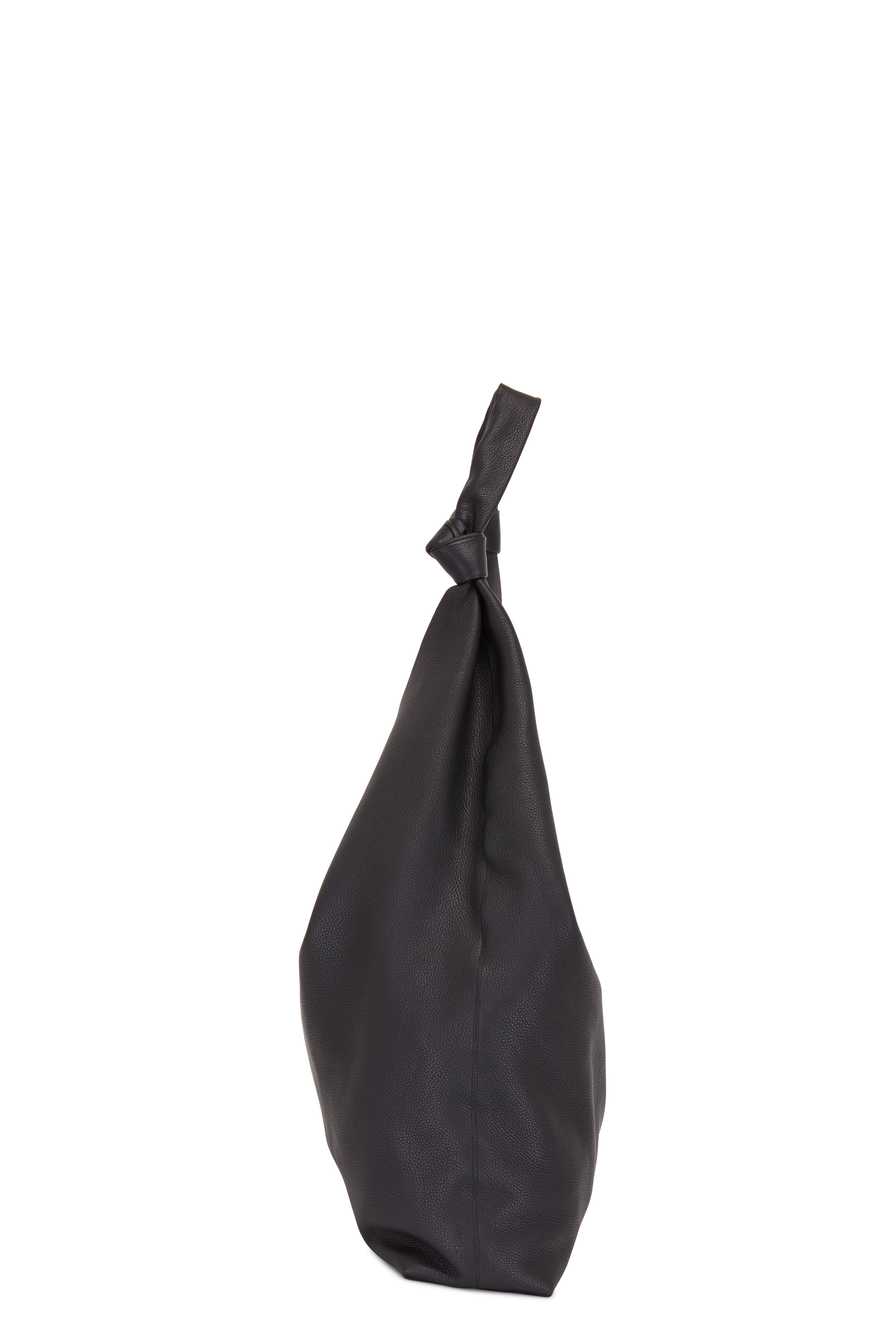 The Row - Bindle Black Grained Leather Large Hobo Bag