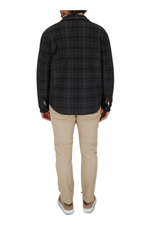 Vince - Black & Natural Plaid Sherpa Shirt Jacket