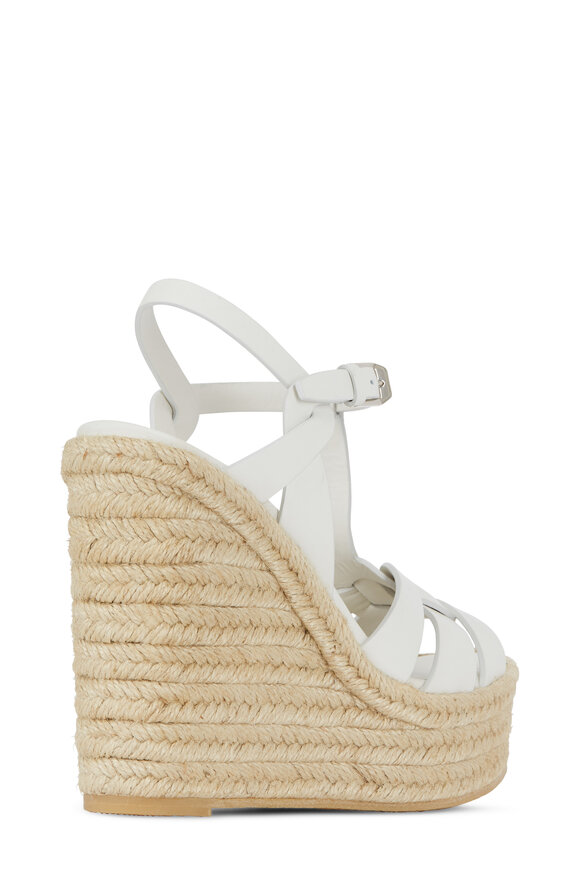 Saint Laurent - Tribute White Leather Platform Espadrille,130mm