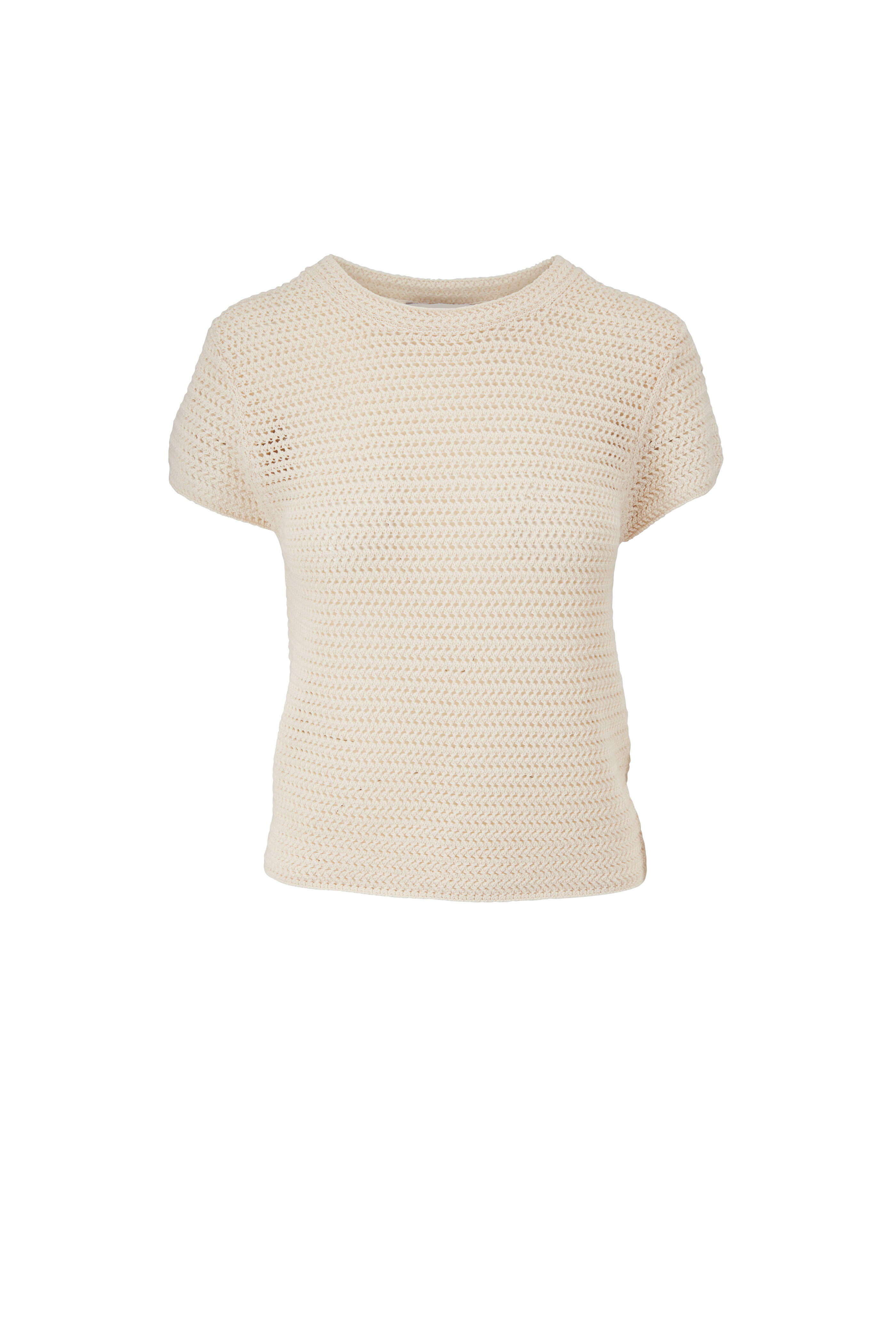 Vince - Bone Crochet Short Sleeve Mock Neck Top | Mitchell Stores