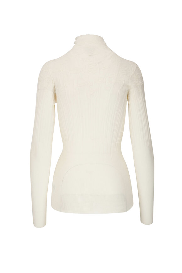 Bottega Veneta - White Cotton Flowers Ribbed Sweater 