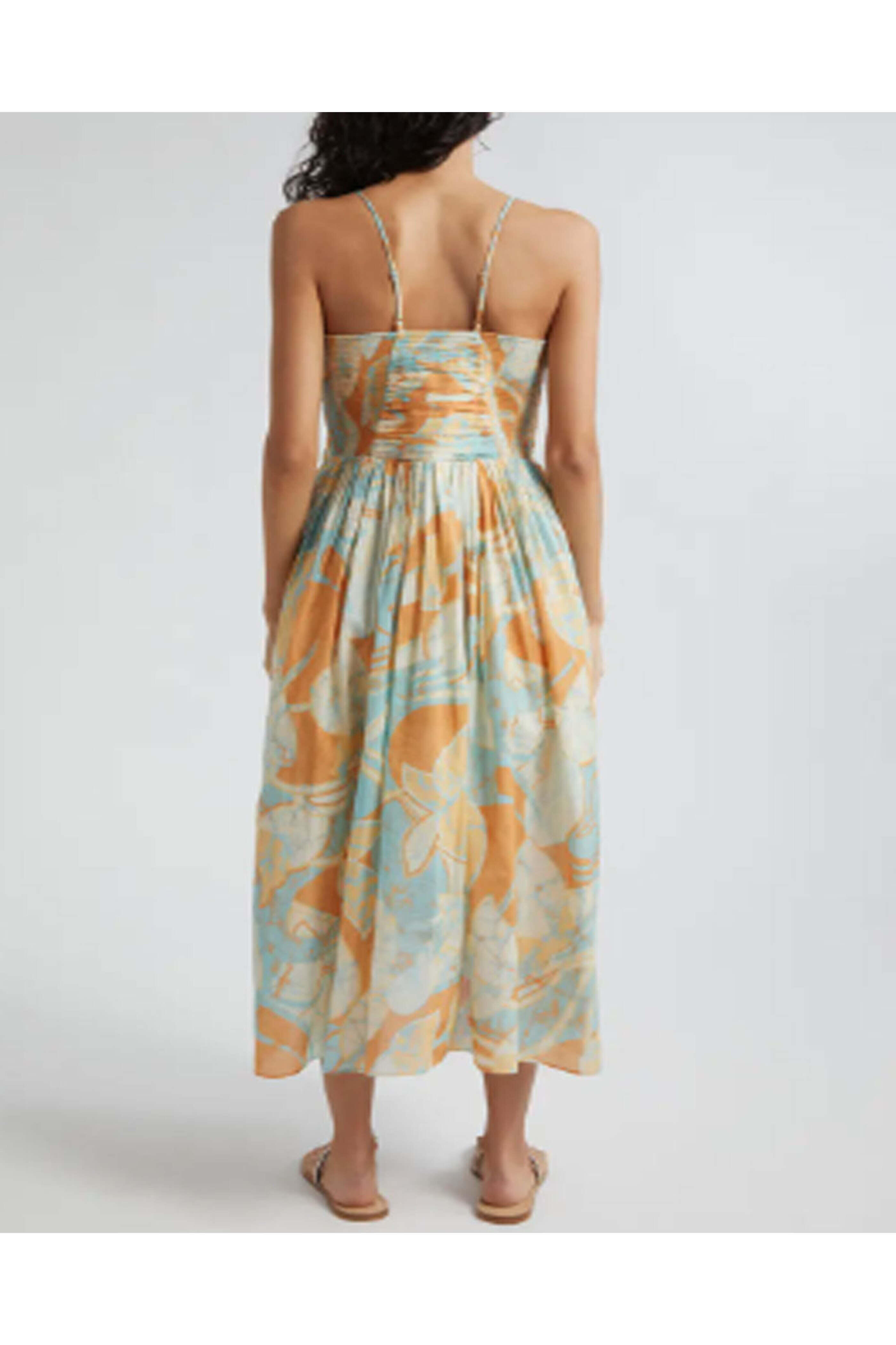 A.L.C. - Cumin and Sea Glass Rumi Cotton Midi Dress