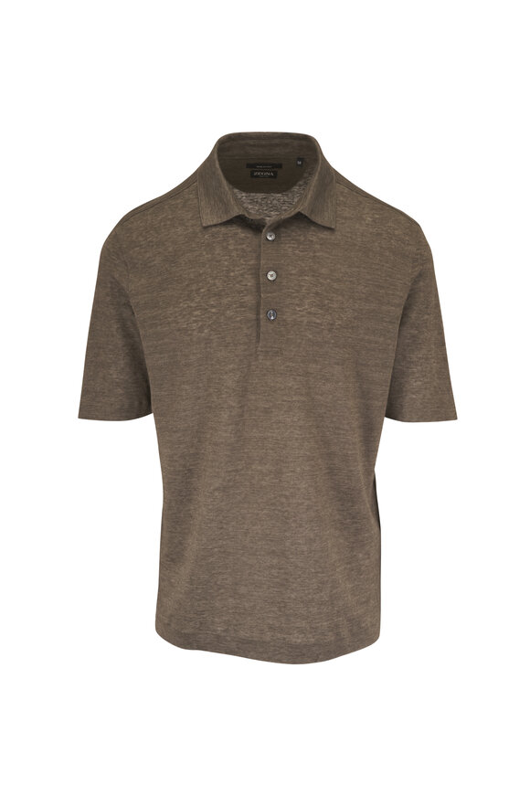 Zegna - Gray Cotton & Silk Polo | Mitchell Stores