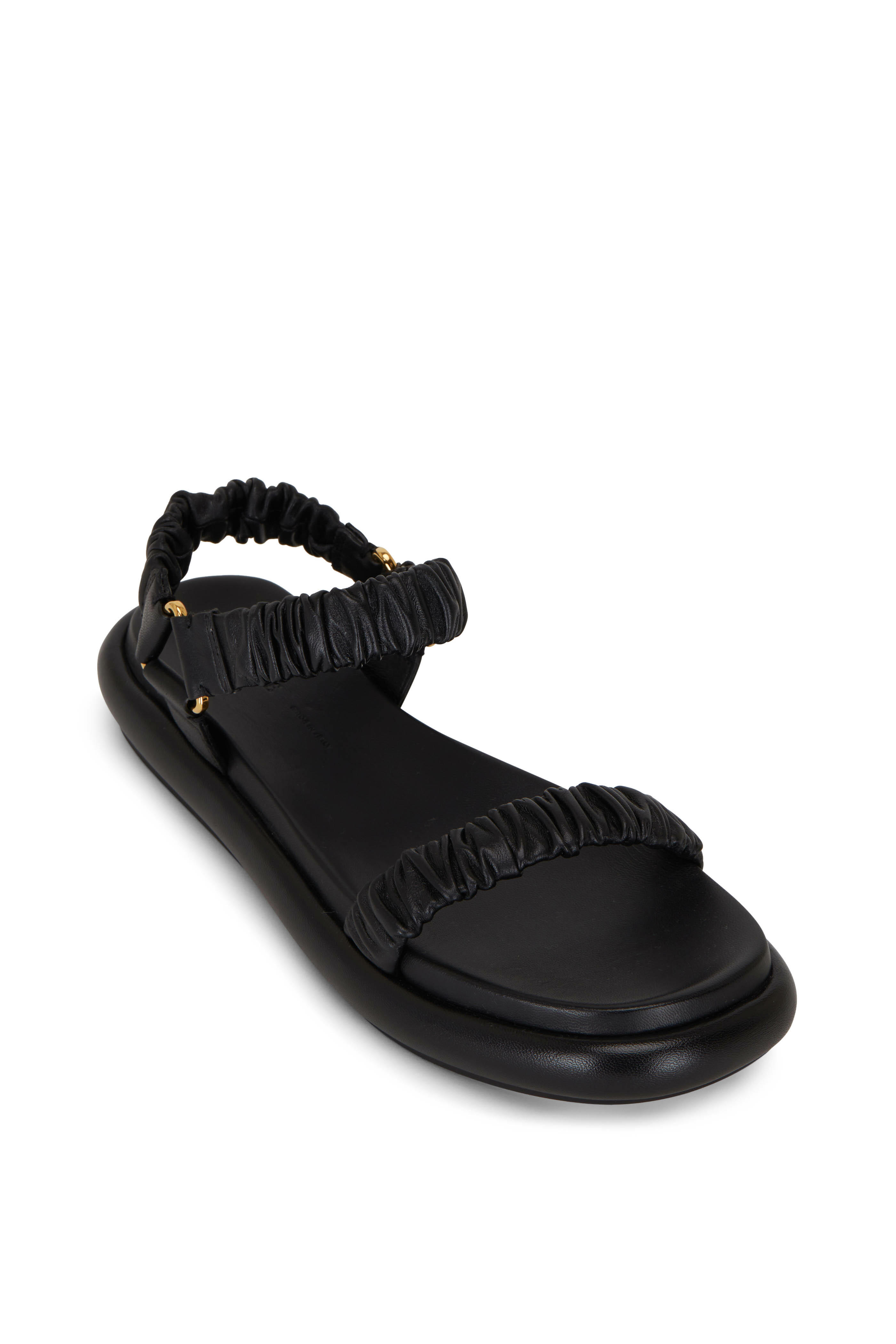 サンダル・ミュール KHAITE BLACK LEATHER LOOP SANDALS Loop Sandal in Black Leather – KHAITE