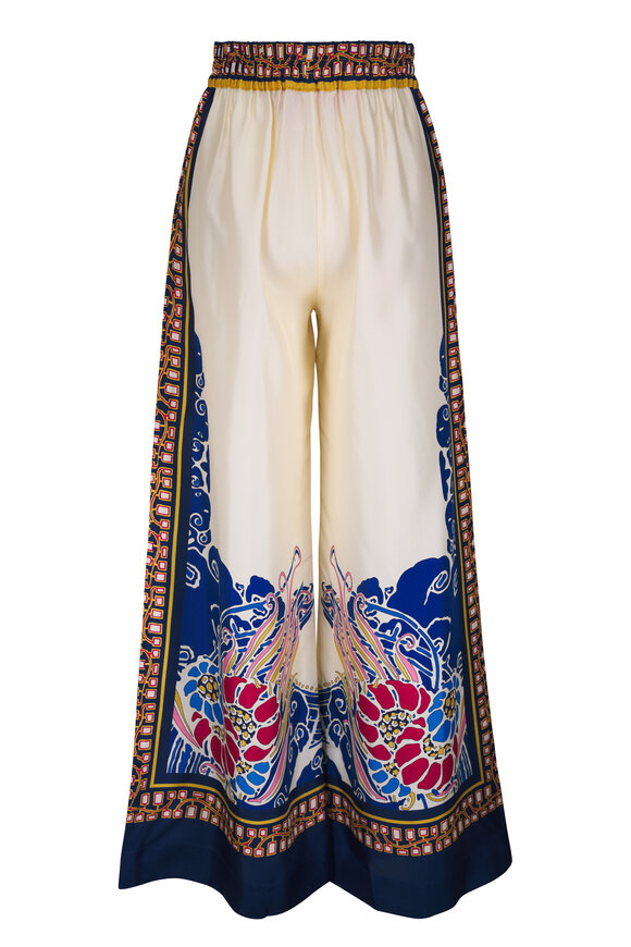 La DoubleJ Lemuria Placée Blue Silk Twill Palazzo Pant - view 5