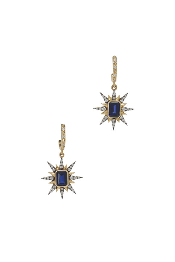 Marlo Laz Sapphire Starburst Earrings