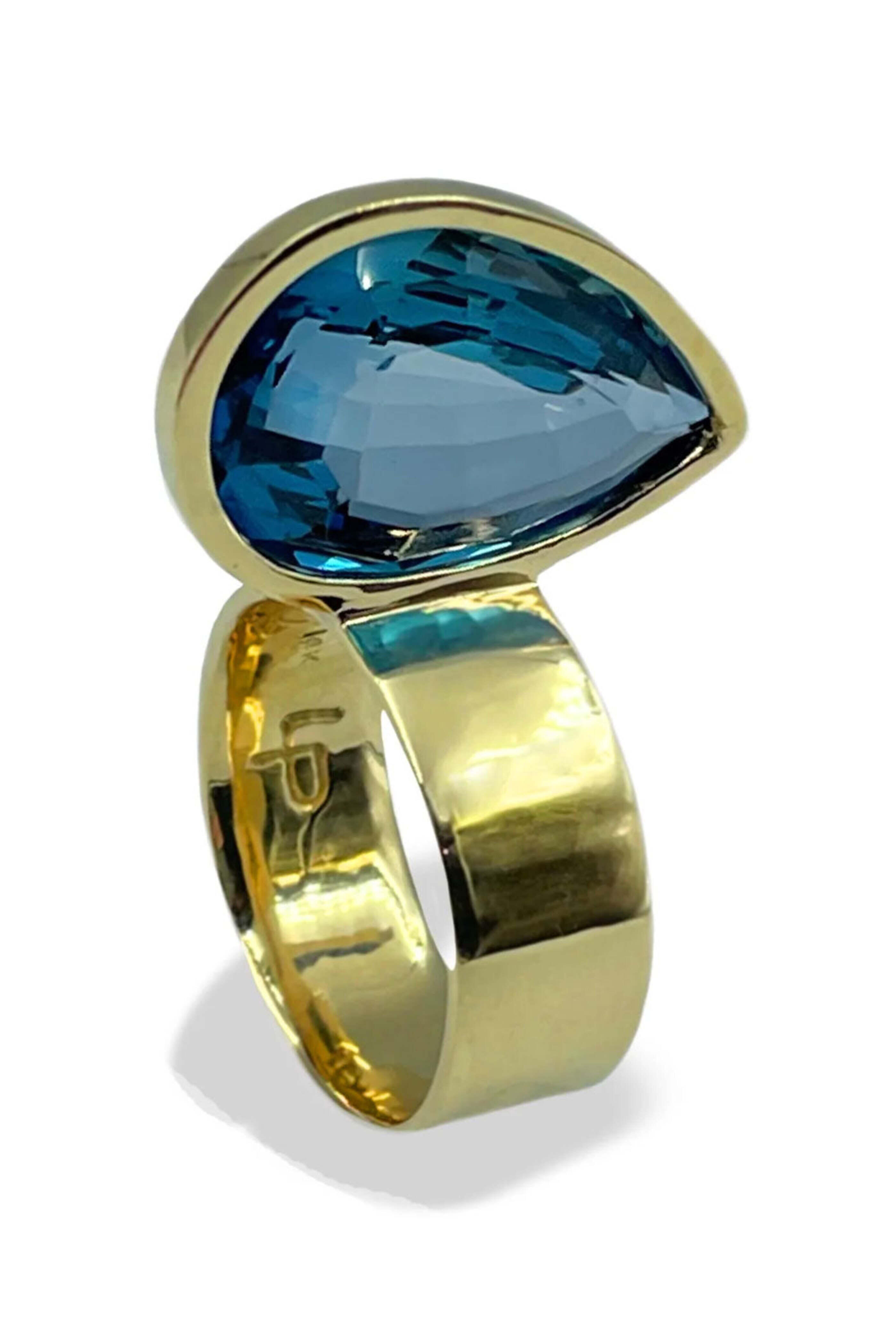 Leslie Paige - Jumbo London Blue Topaz Perch Ring
