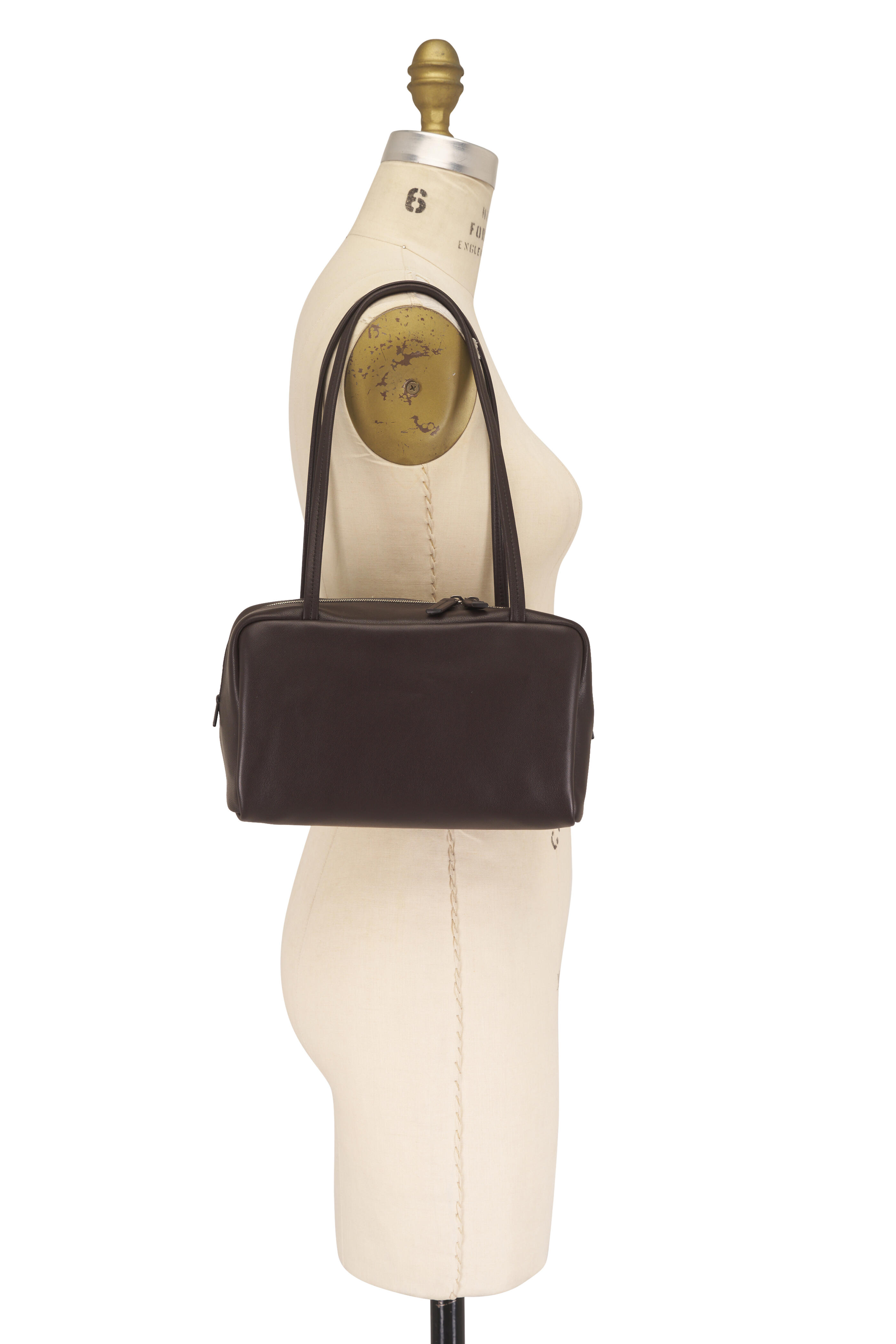The Row - Astra Dark Brown Leather Shoulder Bag - view 5